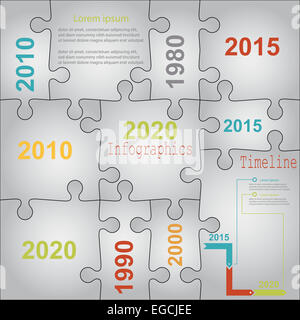 Infographic report templates in puzzle jigsaw elements grey. Vec Stock Photo