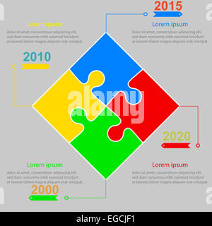 Infographics report templates in a square puzzle elements. Vecto Stock Photo