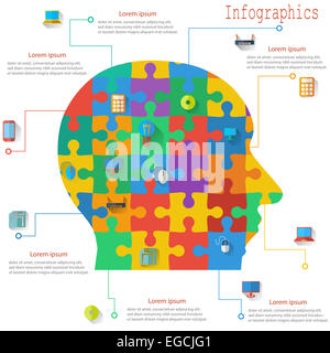 Infographics report templates in the form of the head of the jig Stock Photo