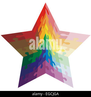 Jigsaw puzzle shape of a star shaped,  colors  rainbow. Vector i Stock Photo