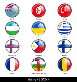 Set circle icon  Flags of world sovereign states. Vector illustr Stock Photo