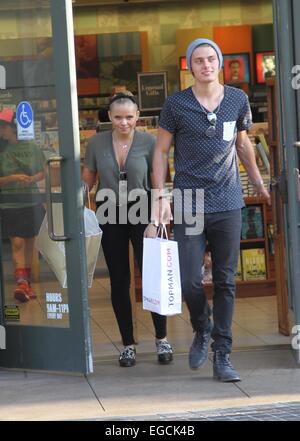 Alli Simpson shopping at The Grove in Hollywood with a male companion Featuring: Alli Simpson Where: Los Angeles, California, United States When: 20 Aug 2014 Stock Photo