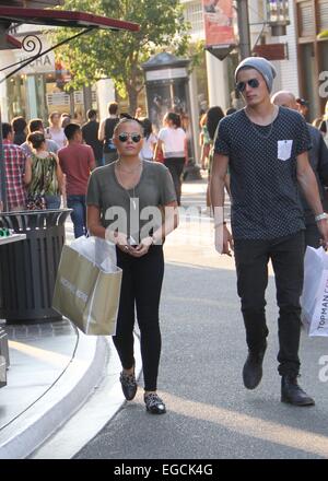 Alli Simpson shopping at The Grove in Hollywood with a male companion Featuring: Alli Simpson Where: Los Angeles, California, United States When: 20 Aug 2014 Stock Photo