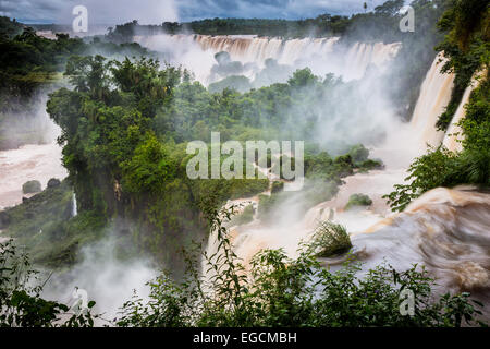 Iguazu Falls are waterfalls of the Iguazu River on the border of Argentina and Brazil
