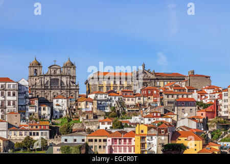 Skyline of the old part of the city of Porto with Sao Bento da Vitoria Monastery and the Centro Portugues de Fotografia Stock Photo