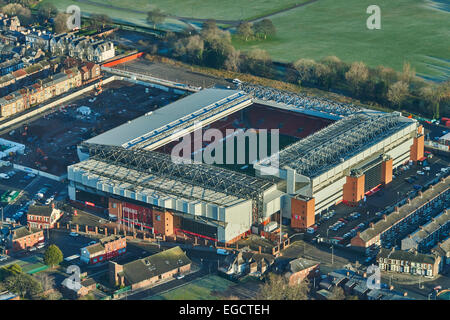 An aerial view of Anfield Stadium, home to Liverpool FC Stock Photo