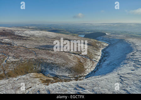 Aerial photograph of Ogden Clough, Ogden Reservoirs and Fell Wood. Stock Photo