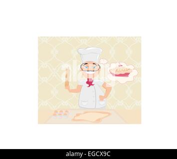chef preparing a cake Stock Vector
