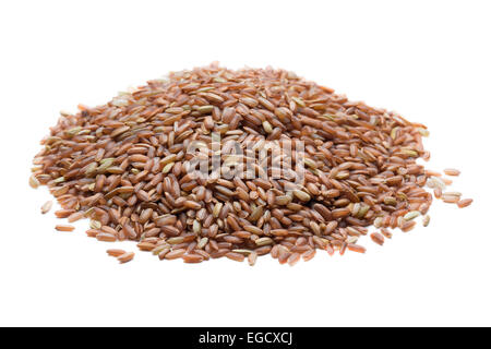 pile of brown rice isolated on white background Stock Photo