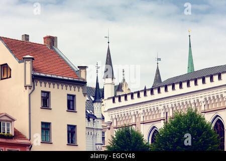 Building small and large guild in Riga Stock Photo