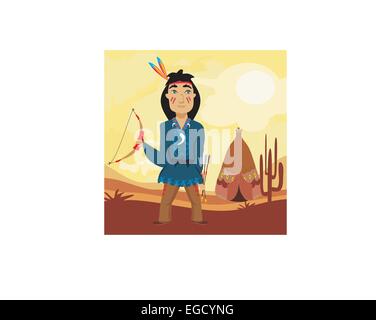 Indian holding a bow and arrows Stock Vector