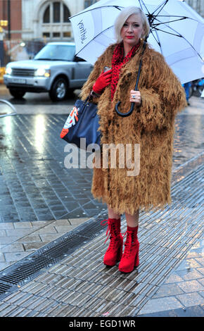 London, UK. 22nd February, 2015. Tiger Savage attending Vivien Westwood Red Label. Photo : Runway Manhattan/Céline Gaille/Alamy Live News Stock Photo