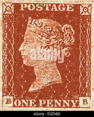 A typical Victorian penny red British stamp Stock Photo