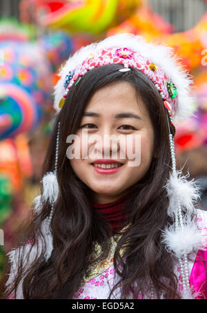 Celebrations for Chinese New Year in London to mark the Year of the Goat or Sheep 2015 Stock Photo