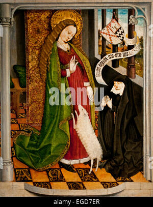 Geertruy Haeck Kneeling in Adoration before Saint Agnes 1465 Dordrecht Dutch Netherlands Medieval Middle Ages