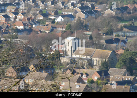Chinnor aerial view of Chinnor with St Andrews Church Stock Photo - Alamy