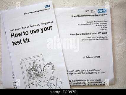 Bowel Cancer Screening  Programme Pamphlet - UK Stock Photo