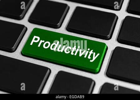 productivity green button on keyboard, business concept Stock Photo