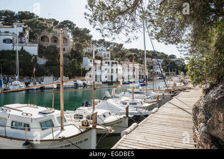 Harbour in Cala Figuera, near Santanyi, Majorca, Spain Stock Photo