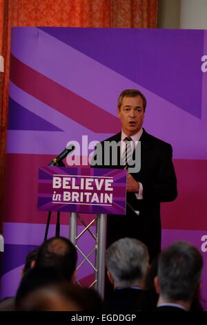 Rochester, UK. 23rd Feb, 2015. Ukip holds an event in Rochester to announce it's health policy,. Credit:  Rachel Megawhat/Alamy Live News Stock Photo