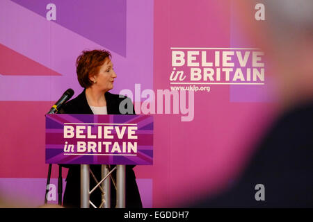 Rochester, UK. 23rd Feb, 2015. Ukip holds an event in Rochester to announce it's health policy, Suzanne Evans. Credit:  Rachel Megawhat/Alamy Live News Stock Photo