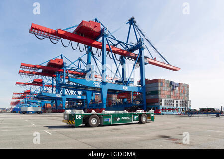 Automated Guided Vehicles, AGV at the Container Terminal Altenwerder in Hamburg, Germany Stock Photo