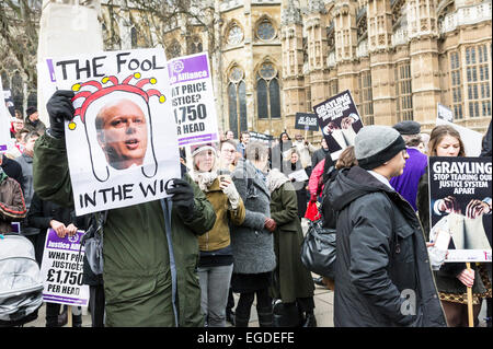 Westminster, London, UK. 23rd February, 2015. Hundreds of lawyers, trade unionists and campaigners gathered outside Parliament today in protest at the government’s ongoing cuts to legal aid. Credit:  Gordon Scammell/Alamy Live News Stock Photo