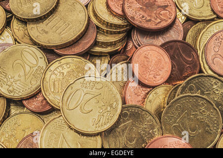 Many different Euro Cent coins Stock Photo