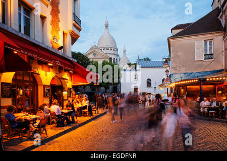 Place du Tertre and Sacre Coeur basilica, Montmartre, Paris, France Stock Photo