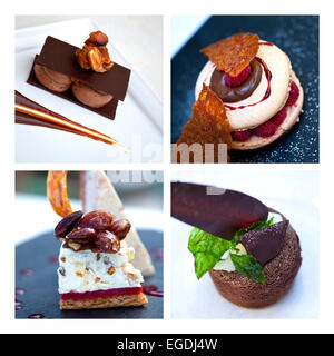 Cakes and desserts on a collage Stock Photo