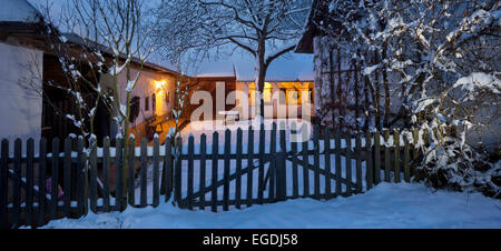 Farmhouse in Winter landscape, Doiber, South Burgenland, Burgenland, Austria Stock Photo