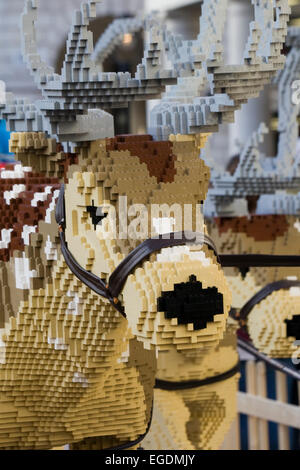 Reindeer made from Lego displayed in Covent Gardens London England Stock Photo