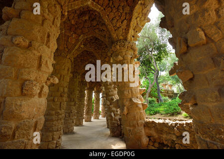 Park Guell, architect Antoni Gaudi, UNESCO World Heritage Site Park Guell, Catalan modernista architecture, Art Nouveau, Barcelona, Catalonia, Spain Stock Photo