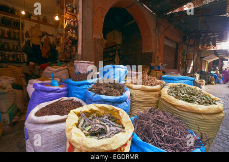 Herbs and Spices, Medina, Marrakech, Souk, UNESCO World Heritage Site, Morocco, Maghreb, North Africa Stock Photo