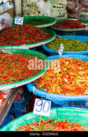 chilly spices on a thai market Stock Photo