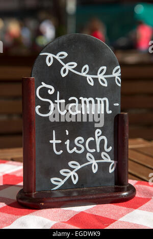 Stammtisch sign showing regulars table in a restaurant, Nuremberg, Franconia, Bavaria, Germany Stock Photo