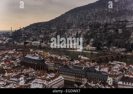 snow over heidelberg's old city Stock Photo