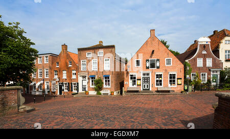 Houses near the harbour of Greetsiel, Lower Saxony, Germany, Europe Stock Photo