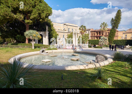 Fountain at the Villa Bellini park in Catania, Sicily, Italy. Italian Tourism, Travel and Holiday Destination. Stock Photo