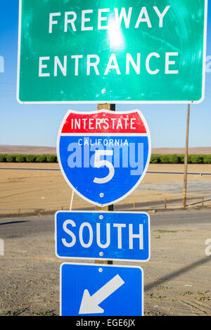 Interstate 5 California road sign. Central California, United States. Stock Photo