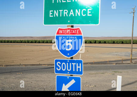 Interstate 5 California road sign. Central California, United States. Stock Photo