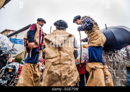 Alsasua, Navarra, Spain. 17th Feb, 2015. Participants of the rural bloody carnival of Alsasua village in high stilts and dressed as figures of the local iconography. © Celestino Arce/ZUMA Wire/ZUMAPRESS.com/Alamy Live News Stock Photo