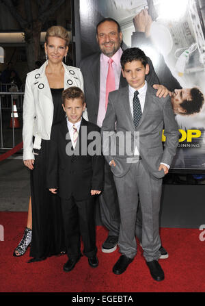 LOS ANGELES, CA - FEBRUARY 24, 2014: Producer Joel Silver & family at the world premiere of his movie 'Non-Stop' at the Regency Village Theatre, Westwood. Stock Photo