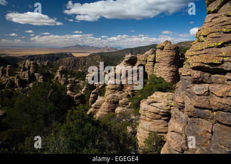 Rhyolite hoodoo formations in Chiricahua National Monument, Arizona Stock Photo