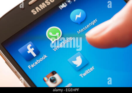 Icon of WhatsApp and other social media communication apps on a Samsung  Galaxy smartphone's touchscreen Stock Photo - Alamy