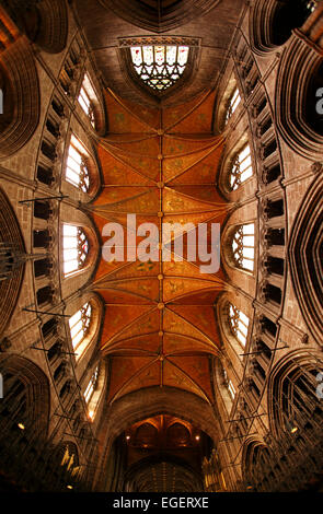 The wooden quadripartite vault of the choir was rebuilt by George Gilbert Scott Stock Photo