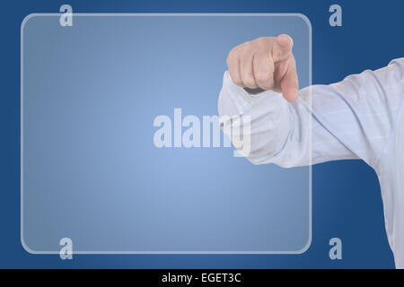 Businessman touching empty display for business, organization, concept Stock Photo