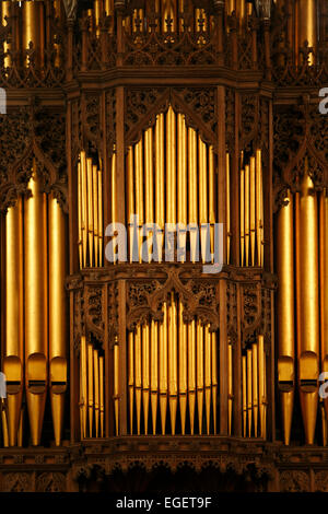 Organ pipes in Chester Cathedral Cheshire UK Stock Photo