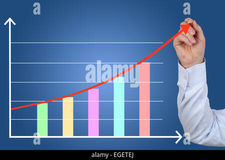 Businessman drawing a business concept finance success growth chart Stock Photo