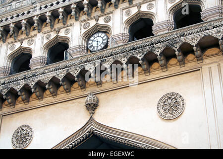 Architecture details of Heritage monument built in year 1591 CE and land mark of Hyderabad Charminar,Ap,India Stock Photo